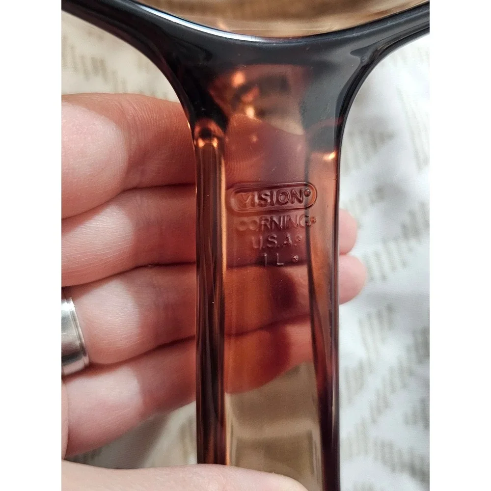 Vision Corning Amber Glass 1L Saucepan with Lid V-1.5-C Made in USA Vintage